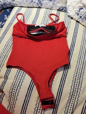 Goop G.SPORT X Proenza Schouler Orange Thigh-high Cut Bodysuit W Peekaboo Back